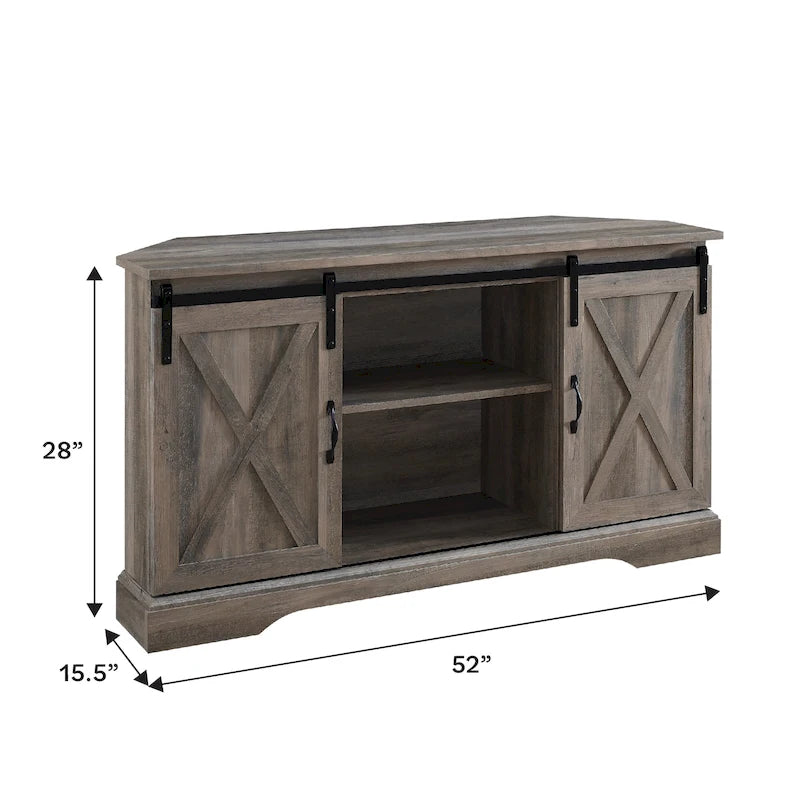 Middlebrook 52-inch Sliding Barn Door Corner TV Stand
