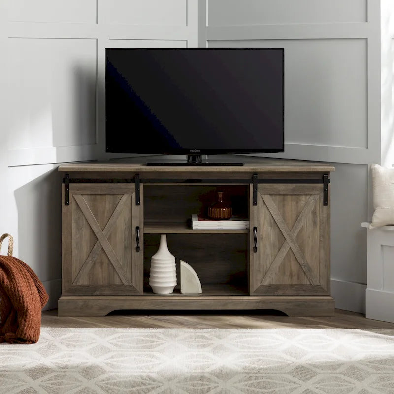 Middlebrook 52-inch Sliding Barn Door Corner TV Stand