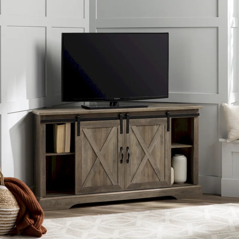 Middlebrook 52-inch Sliding Barn Door Corner TV Stand