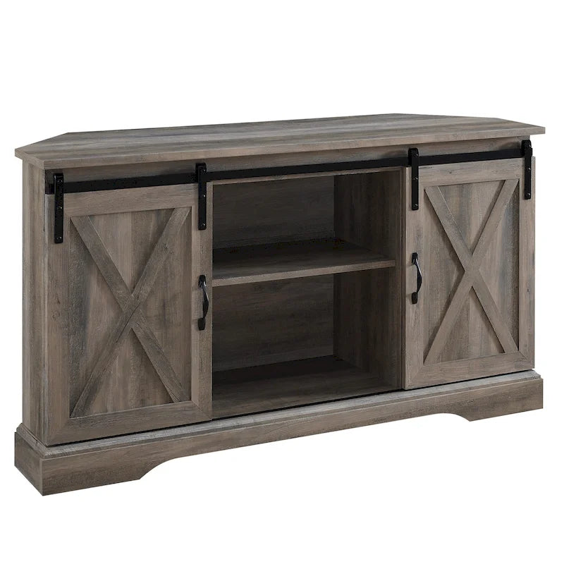 Middlebrook 52-inch Sliding Barn Door Corner TV Stand