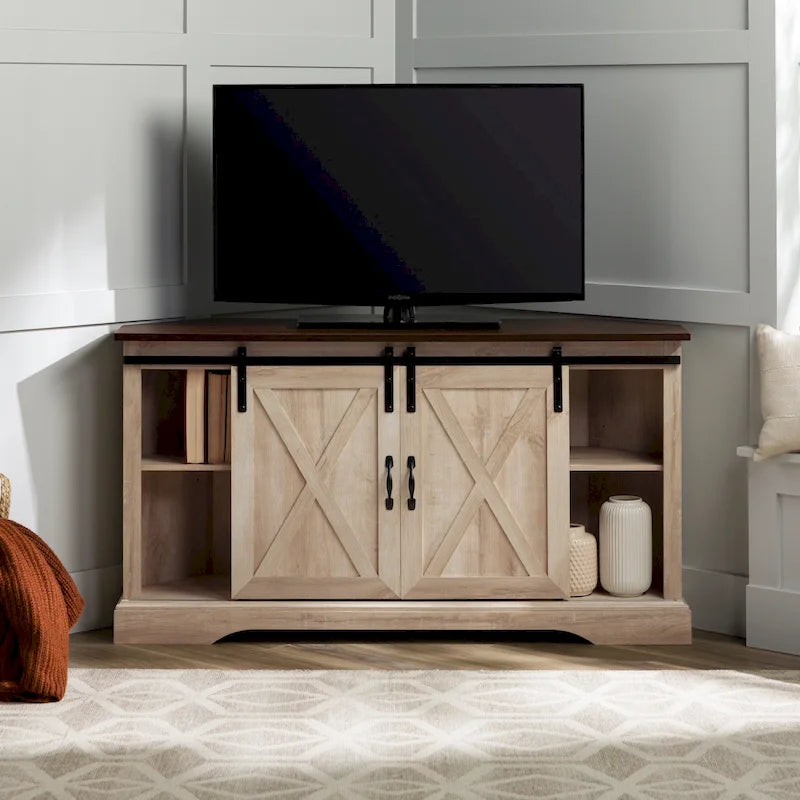 Middlebrook 52-inch Sliding Barn Door Corner TV Stand