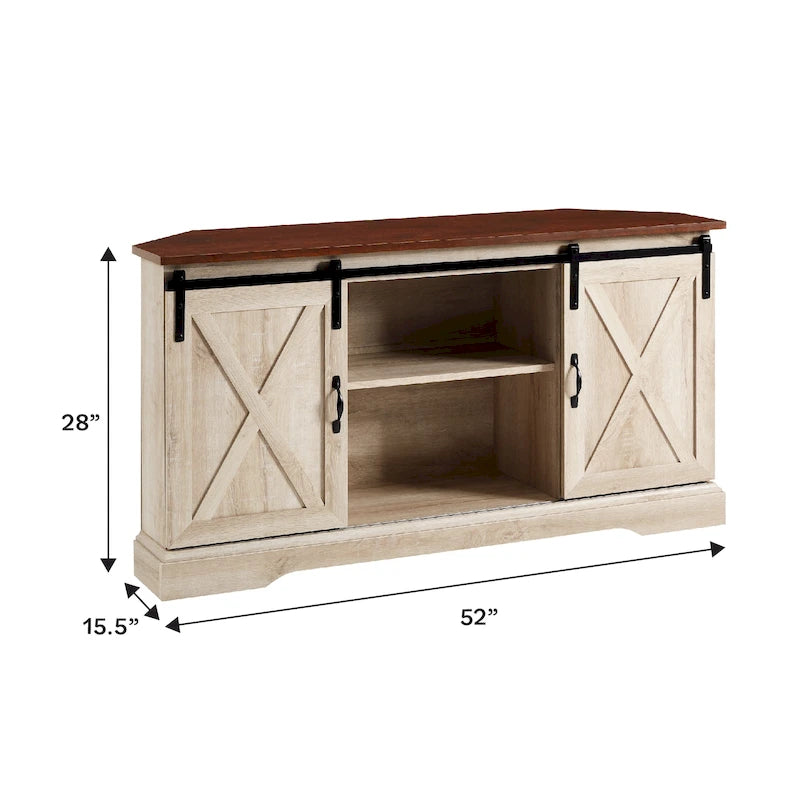 Middlebrook 52-inch Sliding Barn Door Corner TV Stand