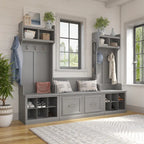 Woodland Hall Trees and Shoe Bench with Doors by Bush Furniture