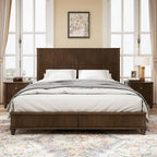 GDFStudio - Harrison Sturdy Solid Wood Bed Frame with Tall Headboard for Elegant Bedrooms