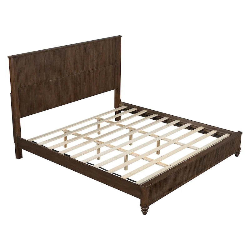 GDFStudio - Harrison Sturdy Solid Wood Bed Frame with Tall Headboard for Elegant Bedrooms
