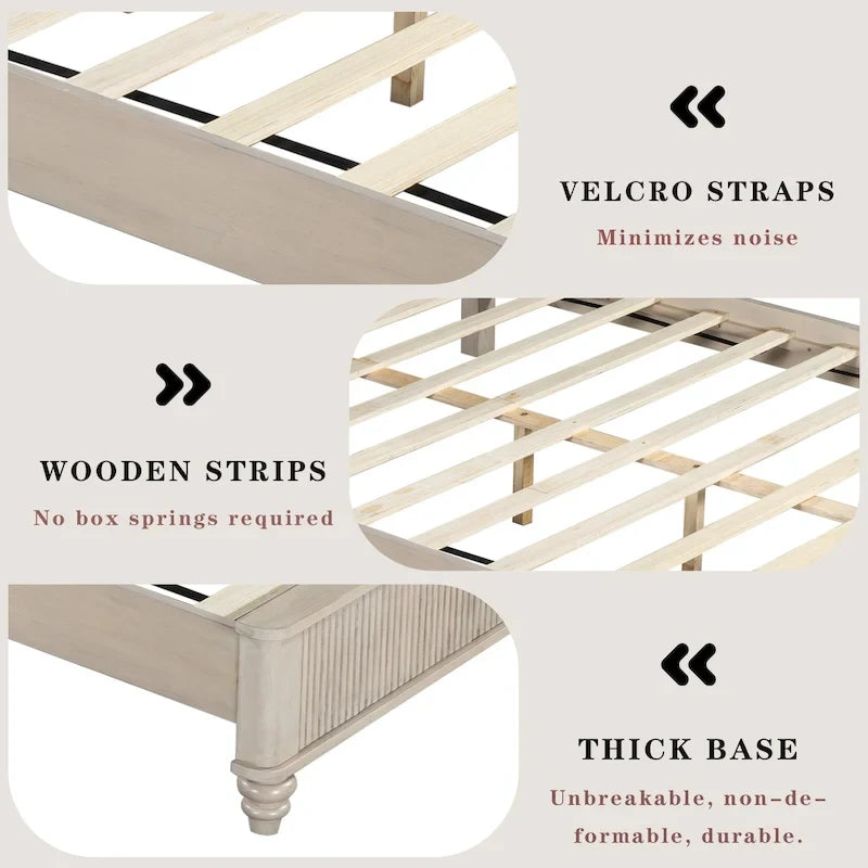 GDFStudio - Harrison Sturdy Solid Wood Bed Frame with Tall Headboard for Elegant Bedrooms