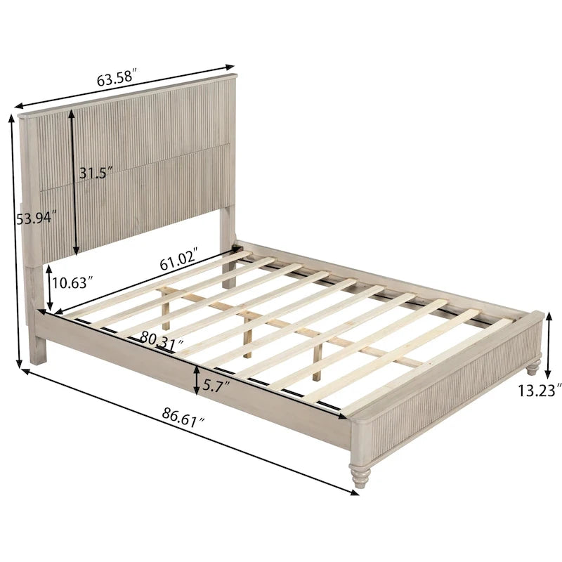 GDFStudio - Harrison Sturdy Solid Wood Bed Frame with Tall Headboard for Elegant Bedrooms