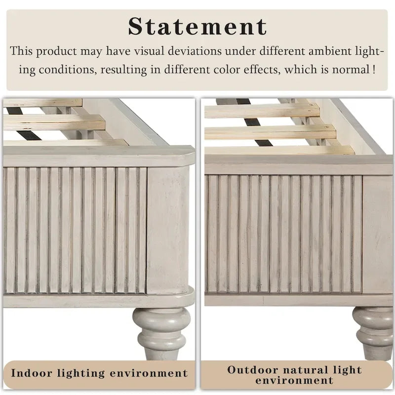 GDFStudio - Harrison Sturdy Solid Wood Bed Frame with Tall Headboard for Elegant Bedrooms