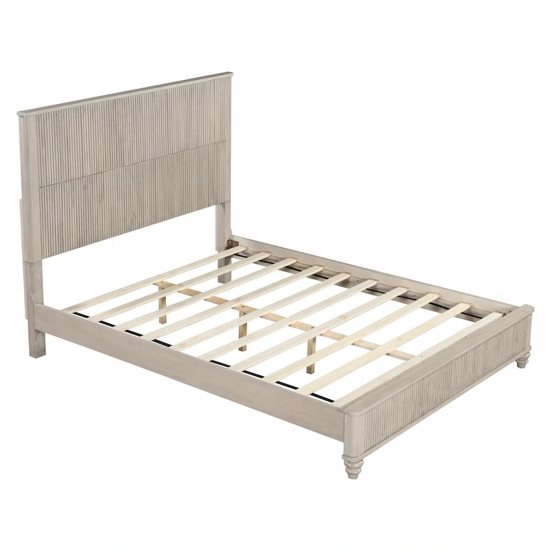 GDFStudio - Harrison Sturdy Solid Wood Bed Frame with Tall Headboard for Elegant Bedrooms