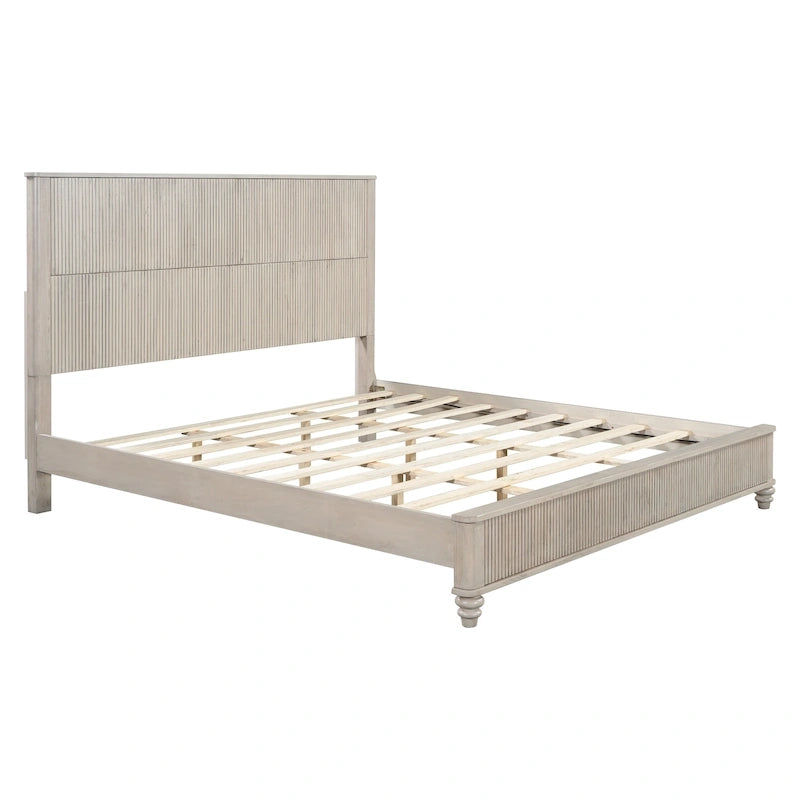GDFStudio - Harrison Sturdy Solid Wood Bed Frame with Tall Headboard for Elegant Bedrooms