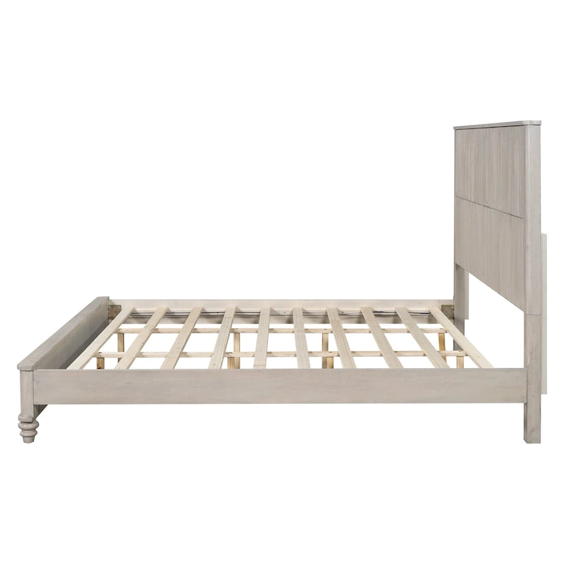 GDFStudio - Harrison Sturdy Solid Wood Bed Frame with Tall Headboard for Elegant Bedrooms