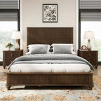 GDFStudio - Harrison Sturdy Solid Wood Bed Frame with Tall Headboard for Elegant Bedrooms