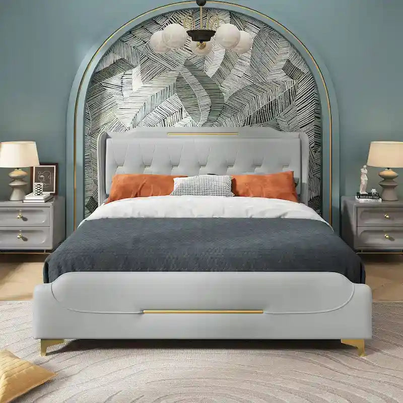 Uphou Modern Upholstered PU Leather Bed by Christopher Knight Home