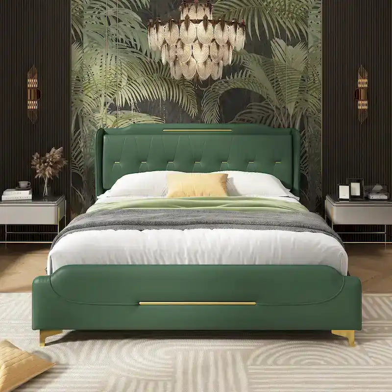 Uphou Modern Upholstered PU Leather Bed by Christopher Knight Home