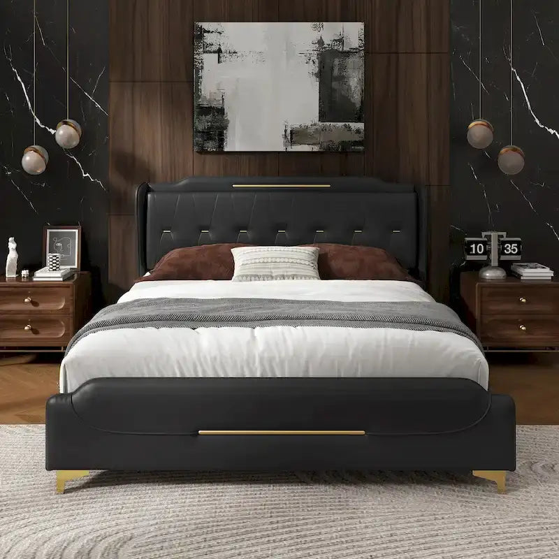 Uphou Modern Upholstered PU Leather Bed by Christopher Knight Home