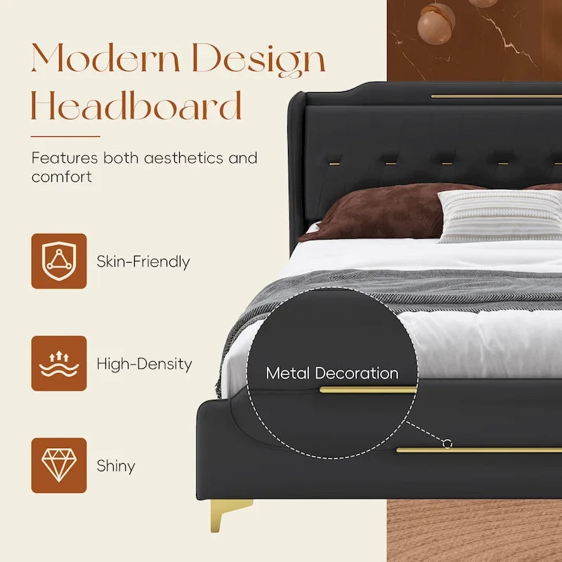 Uphou Modern Upholstered PU Leather Bed by Christopher Knight Home