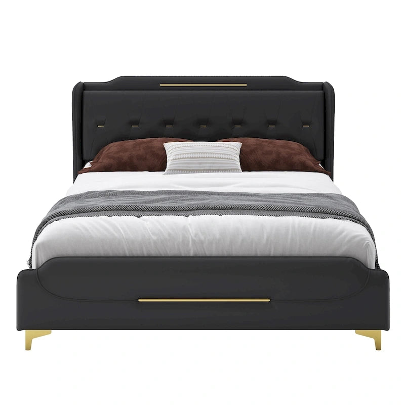Uphou Modern Upholstered PU Leather Bed by Christopher Knight Home