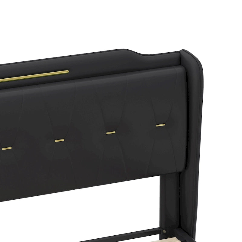 Uphou Modern Upholstered PU Leather Bed by Christopher Knight Home