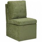 Stansberry Chenille Upholstered Dining Chair with Under Seat Storage and Caster Wheels