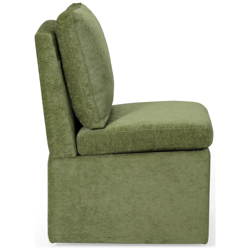 Stansberry Chenille Upholstered Dining Chair with Under Seat Storage and Caster Wheels