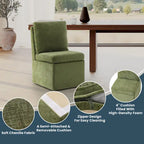 Stansberry Chenille Upholstered Dining Chair with Under Seat Storage and Caster Wheels