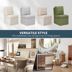 Stansberry Chenille Upholstered Dining Chair with Under Seat Storage and Caster Wheels