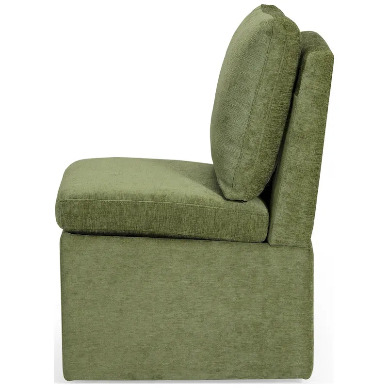Stansberry Chenille Upholstered Dining Chair with Under Seat Storage and Caster Wheels
