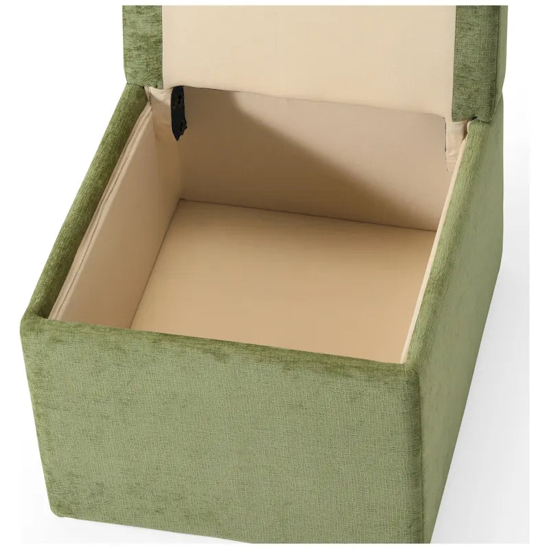 Stansberry Chenille Upholstered Dining Chair with Under Seat Storage and Caster Wheels