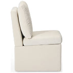 Stansberry Chenille Upholstered Dining Chair with Under Seat Storage and Caster Wheels