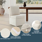 Stansberry Chenille Upholstered Dining Chair with Under Seat Storage and Caster Wheels