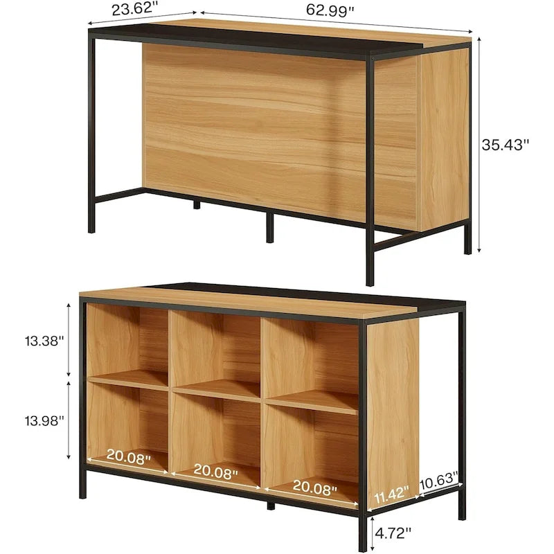 Kitchen Island with 6 Cube Storage for Kitchen Dining Room