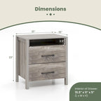 Gymax Nightstand w/ 2 Drawers Farmhouse Bed Side Table w/ Open Storage