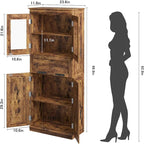 Tall Bathroom Cabinet, Freestanding Storage Cabinet with Glass Doors
