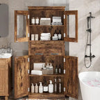 Tall Bathroom Cabinet, Freestanding Storage Cabinet with Glass Doors