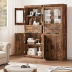 Tall Bathroom Cabinet, Freestanding Storage Cabinet with Glass Doors