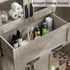 Tall Bathroom Cabinet, Freestanding Storage Cabinet with Glass Doors