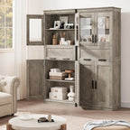 Tall Bathroom Cabinet, Freestanding Storage Cabinet with Glass Doors