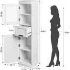 Tall Bathroom Cabinet, Freestanding Storage Cabinet with Glass Doors