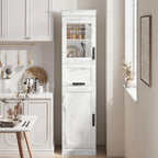 Tall Bathroom Cabinet, Freestanding Storage Cabinet with Glass Doors