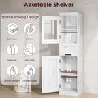 Tall Bathroom Cabinet, Freestanding Storage Cabinet with Glass Doors