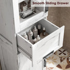 Tall Bathroom Cabinet, Freestanding Storage Cabinet with Glass Doors