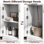 Tall Bathroom Cabinet, Freestanding Storage Cabinet with Glass Doors