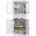 Tall Bathroom Cabinet, Freestanding Storage Cabinet with Glass Doors