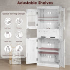 Tall Bathroom Cabinet, Freestanding Storage Cabinet with Glass Doors