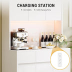 Large Kitchen Pantry with Microwave Countertop and LED Lights