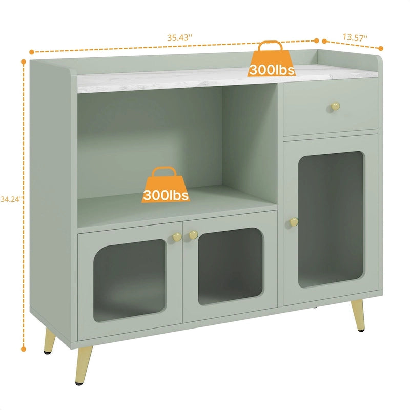 Sideboard Buffet Cabinets with Acrylic Door, Kitchen Storage Cabinets, Wood Coffee Bar Tables