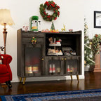 Sideboard Buffet Cabinets with Acrylic Door, Kitchen Storage Cabinets, Wood Coffee Bar Tables