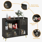 Sideboard Buffet Cabinets with Acrylic Door, Kitchen Storage Cabinets, Wood Coffee Bar Tables