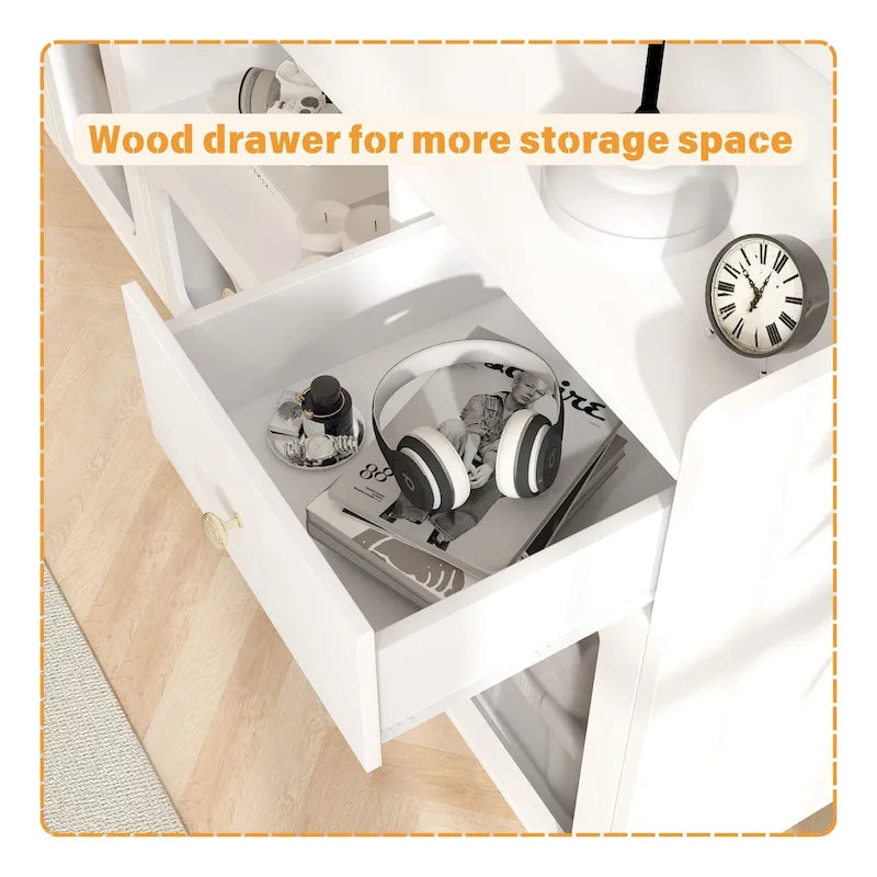 Sideboard Buffet Cabinets with Acrylic Door, Kitchen Storage Cabinets, Wood Coffee Bar Tables