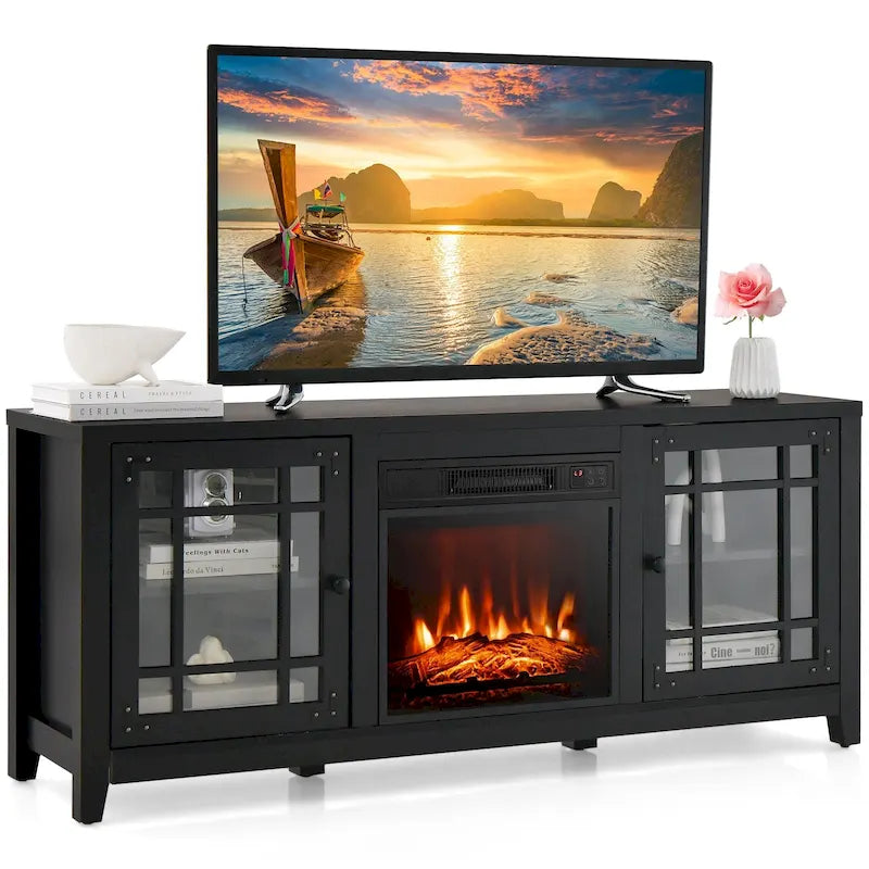Costway 58 Inches Fireplace TV Stand for TVs up to 65 Inches with - 58 x 16 x 25